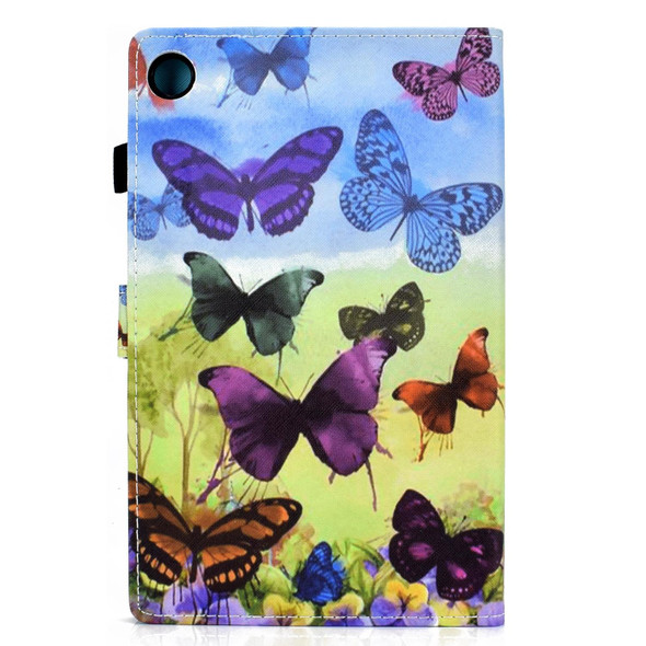 For Huawei MatePad SE Sewing Thread Horizontal Painted Tablet Leatherette Case with Pen Cover(Colorful Butterfly)