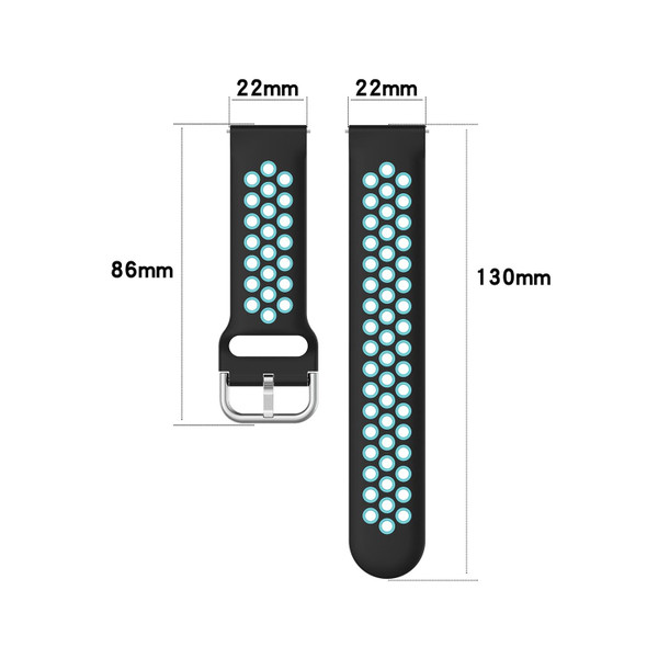 For Samsung Gear S3 Classic 22mm Perforated Breathable Sports Silicone Watch Band(Black+ Grey)