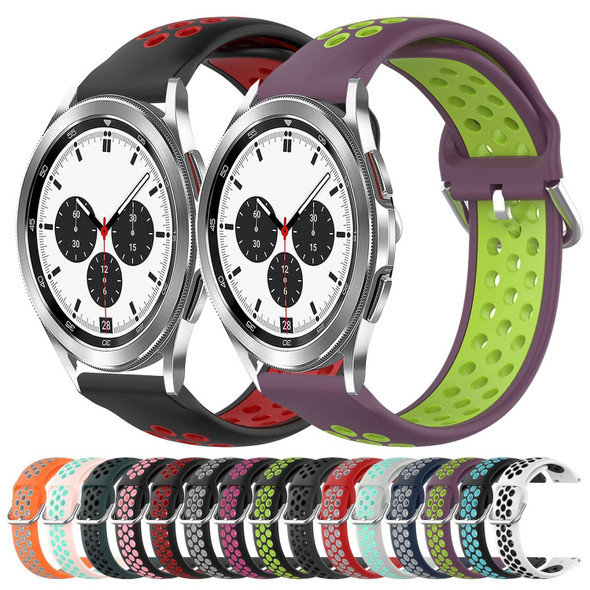 For Samsung  Galaxy Watch 4 Classic 42mm 20mm Perforated Breathable Sports Silicone Watch Band(Red+Grey)