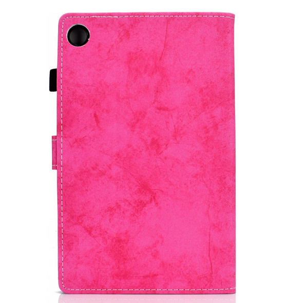 For Huawei MatePad SE Marble Style Cloth Texture PU Tablet Protective Case(Rose Red)
