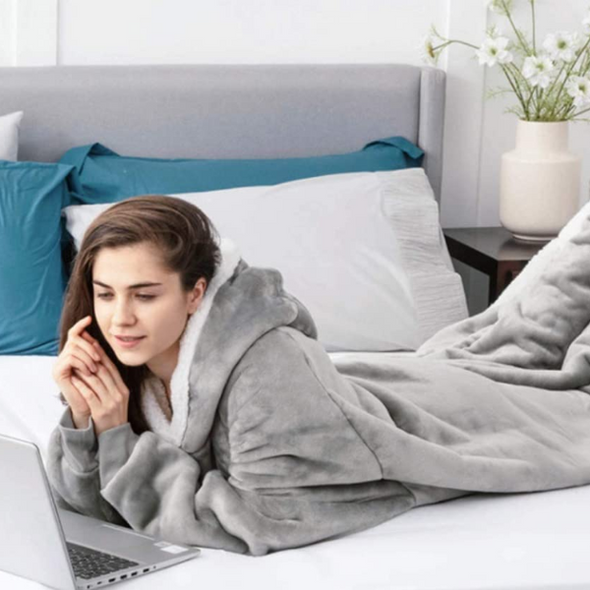 Extra Long Ultra-Soft Huggle Hoodie Blanket with Hood