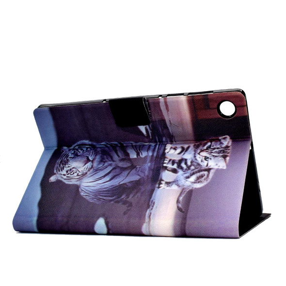 For Huawei MatePad SE Colored Drawing Horizontal Flip Tablet Leatherette Case(Cat and Tiger)