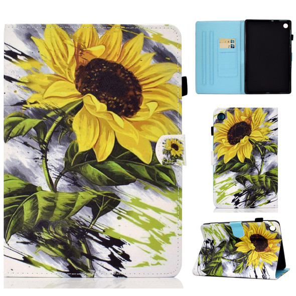 For Huawei MatePad SE Sewing Thread Horizontal Painted Tablet Leatherette Case(Sun Flower)