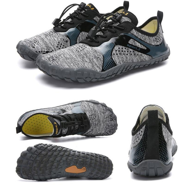 1901 Outdoor Couple Sports Shoes Five-finger Hiking Anti-skid Wading Shoes Diving Beach Shoes, Size: 40(Light Gray)