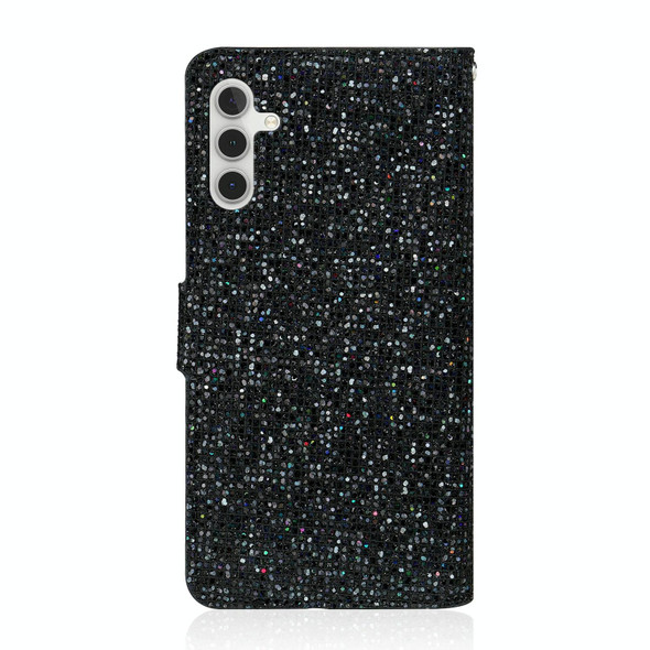 For Samsung Galaxy A24 4G Glitter Powder Filp Leatherette Phone Case(Black)