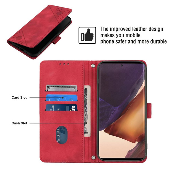 For Samsung Galaxy Note20 Ultra Skin-feel Embossed Leatherette Phone Case(Red)