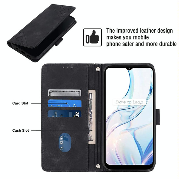 For Realme C30s Skin-feel Embossed Leatherette Phone Case(Black)