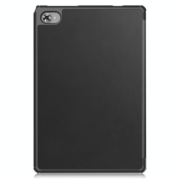 For Teclast M40 Plus Custer Pure Color 3-Fold Holder Leatherette Tablet Case(Black)