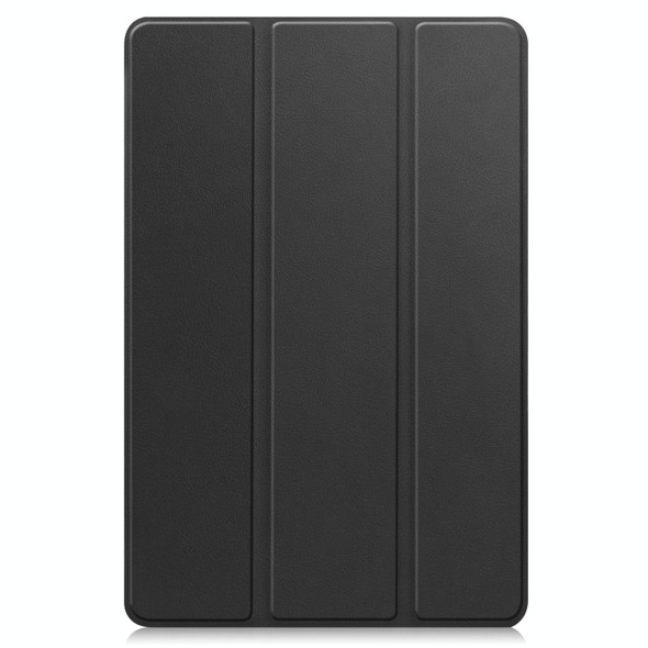 For Teclast M40 Plus Custer Pure Color 3-Fold Holder Leatherette Tablet Case(Black)