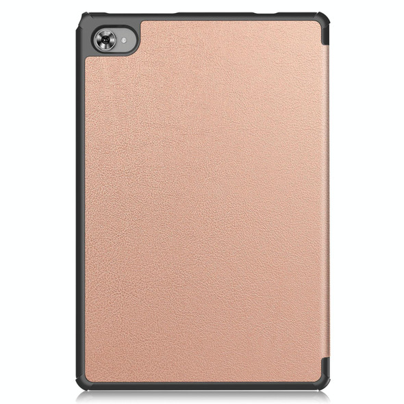 For Teclast M40 Plus Custer Pure Color 3-Fold Holder Leatherette Tablet Case(Rose Gold)