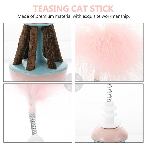 2pcs Wooden Polygonum Feather Amusing Cat Tumbler Cat Toy, Size: 24x6cm(Blue Pink)