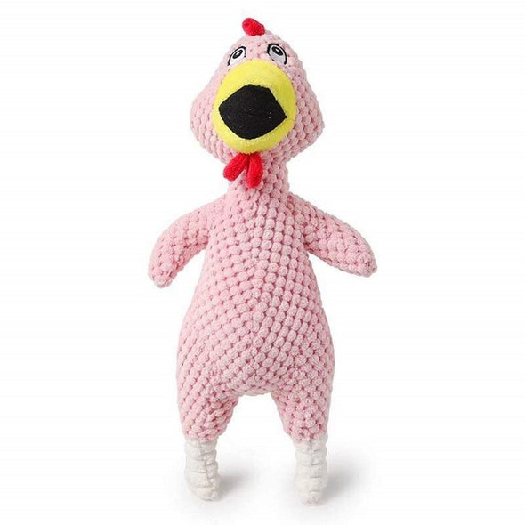 2pcs Screaming Chicken Gnawing Sound Molar Pet Plush Toy(Pink)