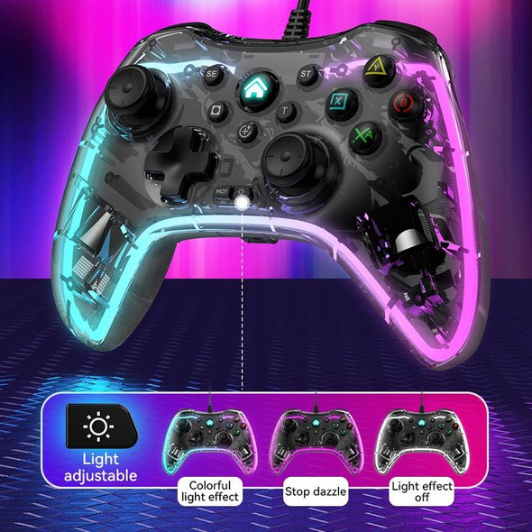 S03 Glare Transparent Wired Gamepad for Nintendo Switch/Sony PS/Computer(Black)