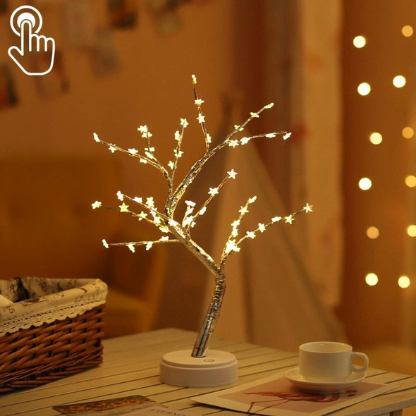 LED Pentagram Tree Copper Wire Table Lamp Creative Decoration Touch Control Night Light (Warm White Light)