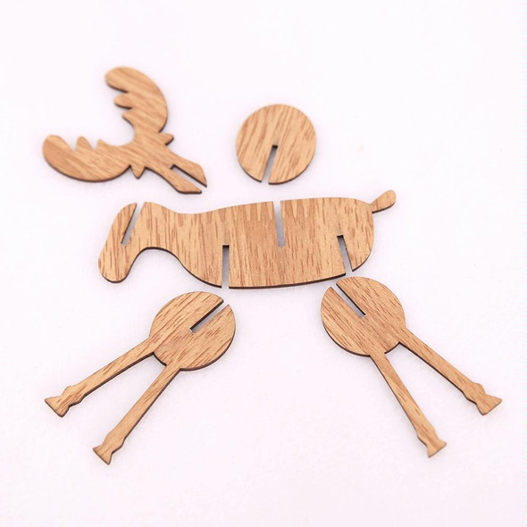 2 PCS Christmas Decorations Wooden DIY Elk Decorations Children Creative Gifts Desktop Decoration, Size:L(Black Walnut)