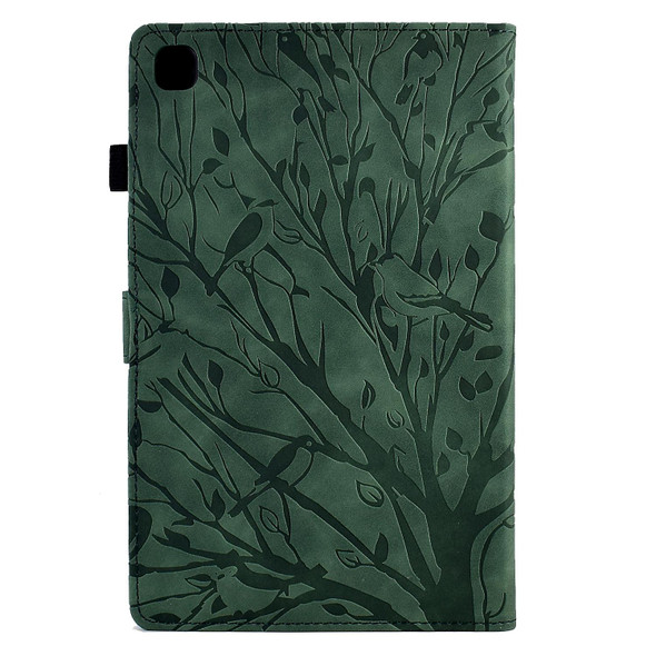 For iPad 10.2 2019 2020 / iPad 10.5 2017 2019 Fortune Tree Pressure Flower PU Tablet Case with Wake-up / Sleep Function(Green)