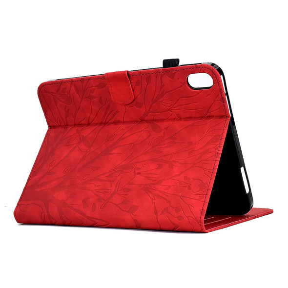 For Lenovo Tab P11 J606F Fortune Tree Pressure Flower PU Tablet Case with Wake-up / Sleep Function(Red)