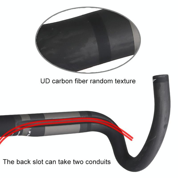 TOSEEK Full Carbon Fiber Road Bike Bent Handlebar Groove Outside Line Handle, Size: 400mm (UD Black)