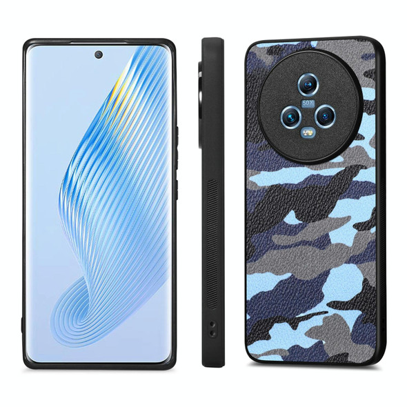 For Honor Magic5 Camouflage Leatherette Back Cover Phone Case(Blue)