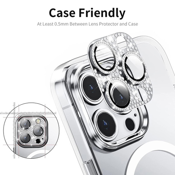 For iPhone 13 Pro / 13 Pro Max ENKAY Hat-Prince Blink Diamond Camera Lens Aluminium Alloy Tempered Glass Film(Dark Green)