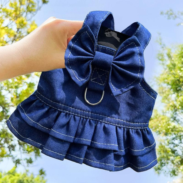 Pet Cat Denim Skirt Chest Back Leash for Dog Walking, Size: XXXL(304)