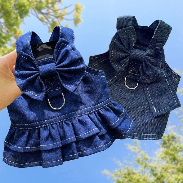 Pet Cat Denim Skirt Chest Back Leash for Dog Walking, Size: M(304)