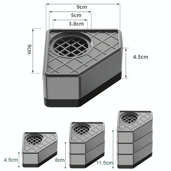 4pcs Single-layer BS-XYJJD Household Washing Machine Refrigerator Non-slip Shock-absorbing Floor Mat