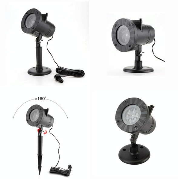 4W 12 Cards Outdoor Snowflake Projector Lamp Waterproof Laser LED Light Sound Control Stage Light(EU Plug)