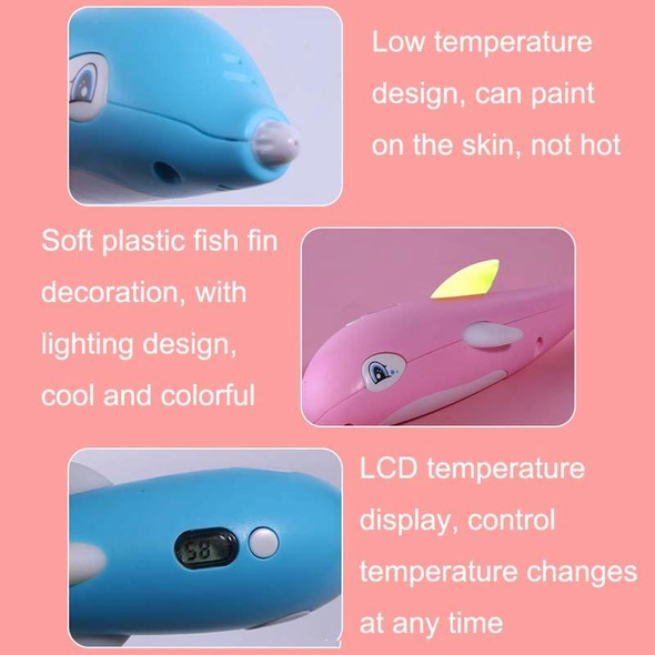 Children 3D Printing Pen Low Temperature Intelligent Screen Display Voice Drawing Pen, Style:, Color: 13 Colors (Pink)