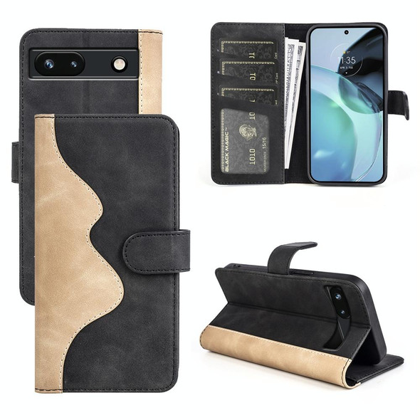 For Google Pixel 7a Stitching Horizontal Flip Leatherette Phone Case(Black)