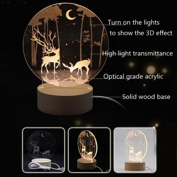 3D Atmosphere Decorative Light Acrylic Inner Carved LED Night Light Creative Girl Table Lamp(Stars And Moon)