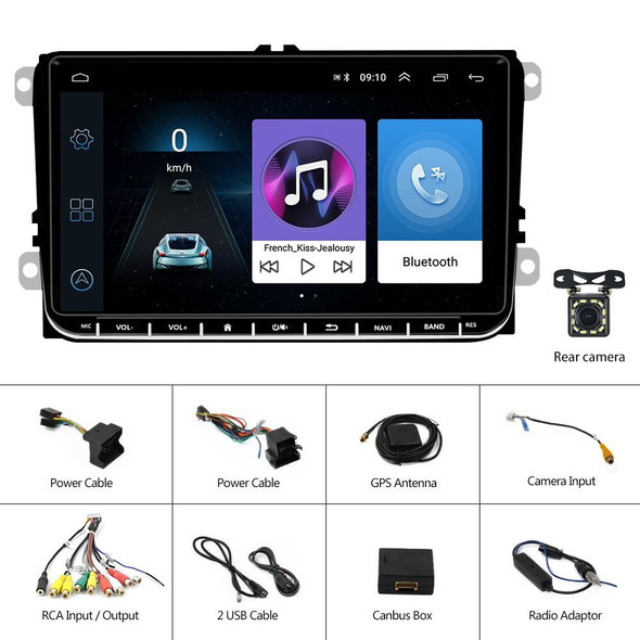 A2743 For Volkswagen 1+16G 9-inch Central Control Large Screen With Carplay Car Android10.0 Navigator Player, Style: Standard+12Lights Camera