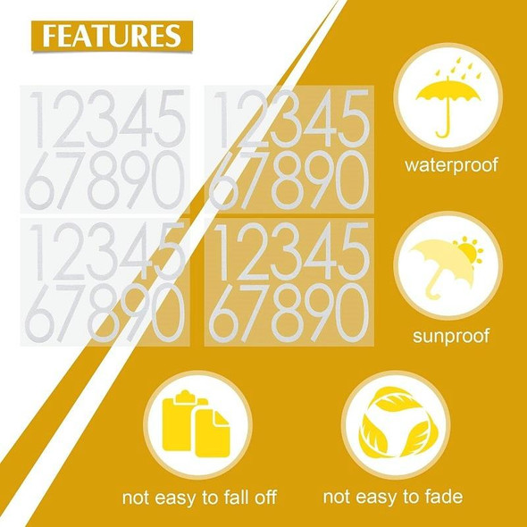 5pcs Night Reflective Mailbox Digital Number Waterproof Sticker, Size: 4 inches(White)