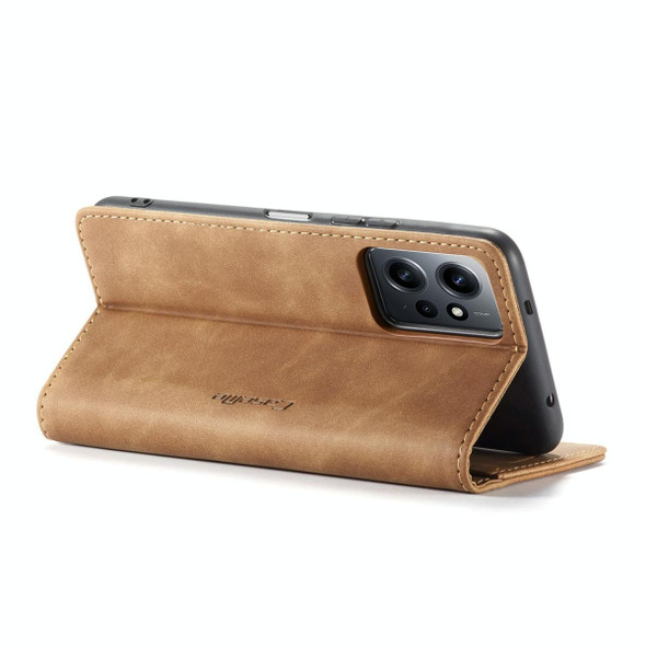 For Xiaomi Redmi Note 12 4G Global CaseMe 013 Multifunctional Horizontal Flip Leather Phone Case(Brown)