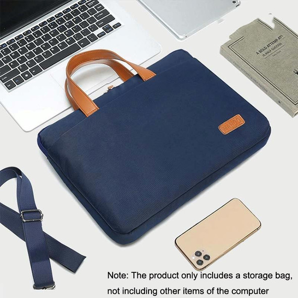 For MacBook 13.3-14 Inches MAHOO 10188 Ultra-Thin Hand Computer Bag Messenger Laptop Bag, Color: Dark Blue+Black PU Power Bag