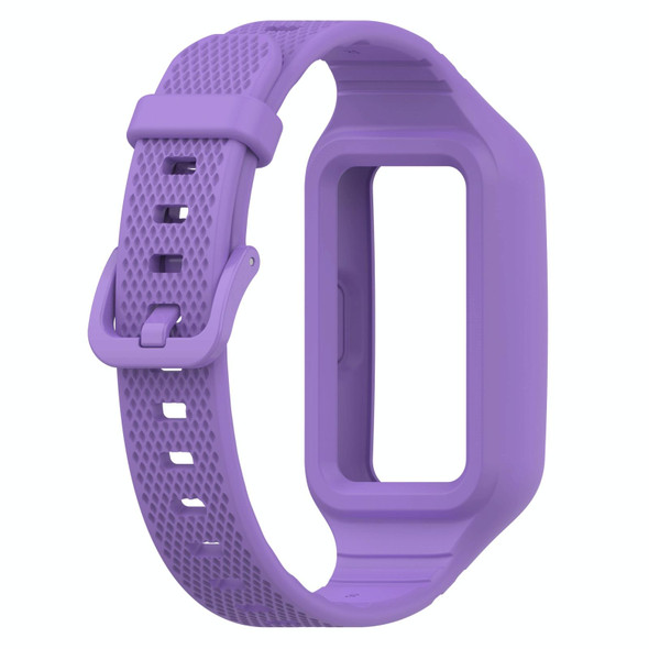 For Redmi Band 2 Dotted Plaid Color Buckle Integrated Watch Band(Purple)