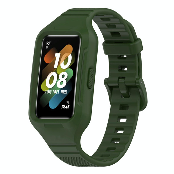 For Redmi Band 2 Dotted Plaid Color Buckle Integrated Watch Band(Army Green)