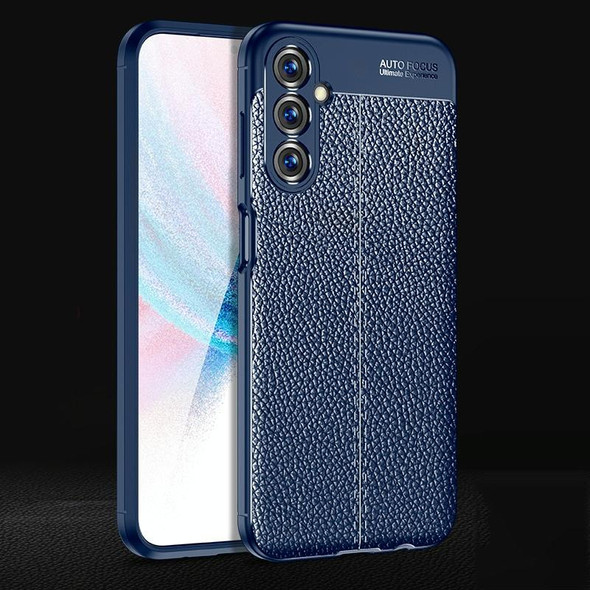 For Samsung Galaxy M14 Litchi Texture Shockproof TPU Phone Case(Blue)