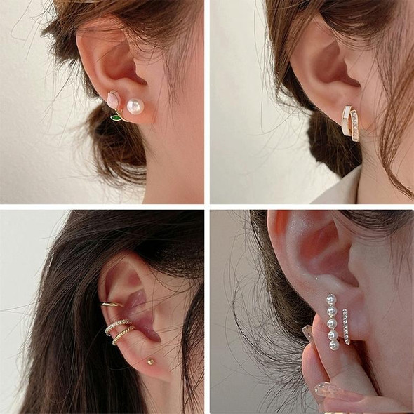 Temperament Ladies Light Luxury Pearl Double Layer Earrings Diamond Earrings, Specification:EH0843