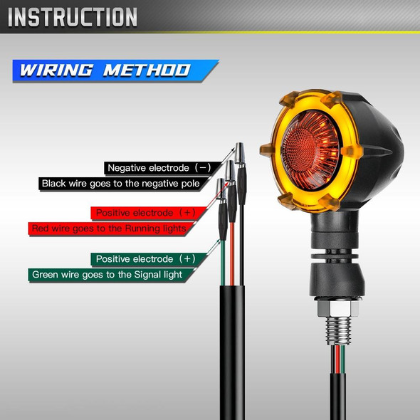 1 Pair Motorcycles Universal Rotating LED Dual-color Flow Turn Signal Light(Amber Yellow Light + White Light)