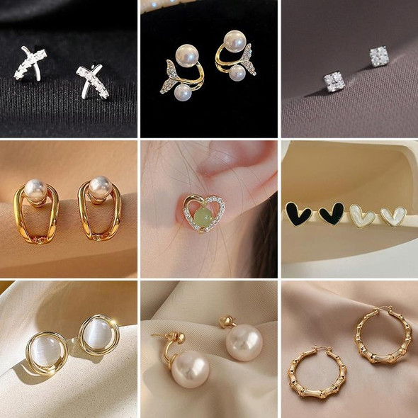 Temperament Ladies Light Luxury Pearl Double Layer Earrings Diamond Earrings, Specification:EH0957