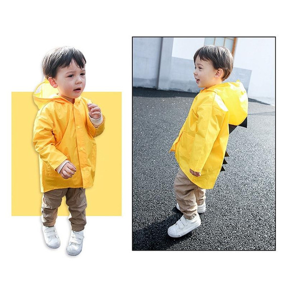 Cartoon Dinosaur Children Fashion Raincoat Size: XL(Yellow)