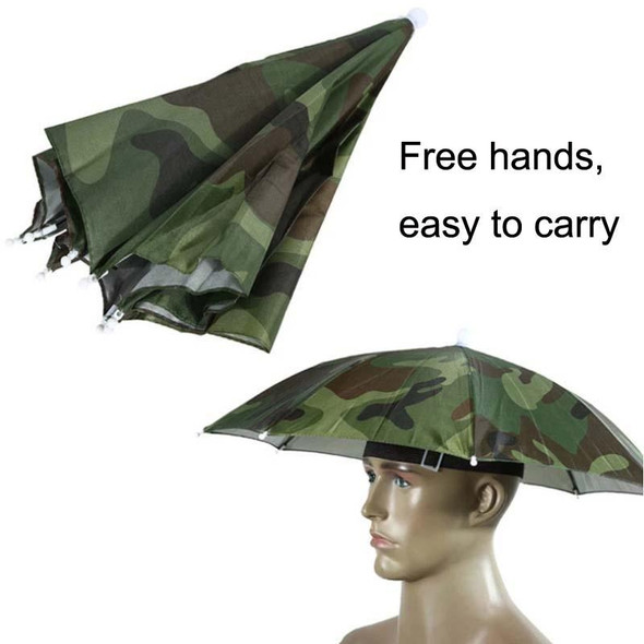 JJ11217 Headband Fishing Umbrella Headband 30CM Camouflage Silver Rubber Hat Umbrella(Camouflage)