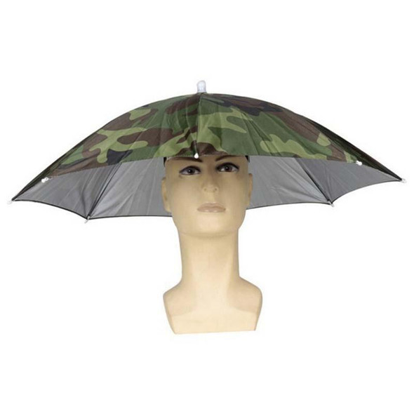 JJ11217 Headband Fishing Umbrella Headband 30CM Camouflage Silver Rubber Hat Umbrella(Camouflage)