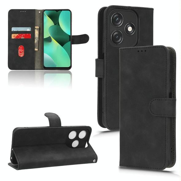 For TECNO Spark 10C Skin Feel Magnetic Flip Leatherette Phone Case(Black)