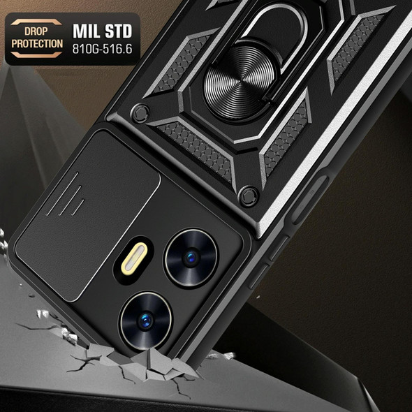 For Realme C55 4G Sliding Camera Cover Design TPU+PC Phone Case(Gold)