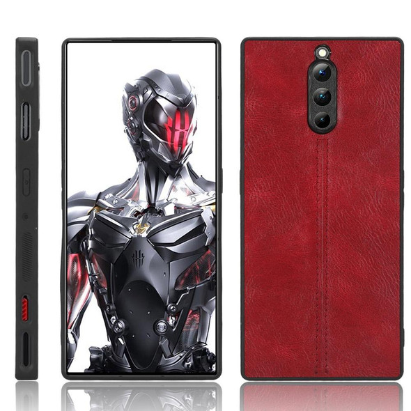 For ZTE  nubia Red Magic 8 Pro Sewing Cow Pattern Skin PC + PU + TPU Phone Case(Red)
