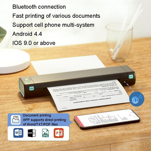 M08F Bluetooth Wireless Handheld Portable Thermal Printer(Black Green Letter Version)