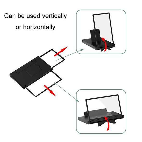 12-Inch Dual-HD Lens Horizontal Vertical Mobile Phone Screen Amplifier(Black)