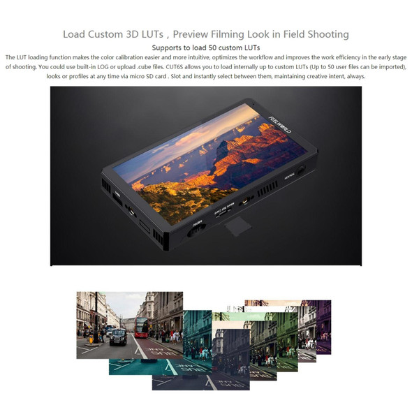 FEELWORLD CUT6S 6-inch Touch Screen Monitor Recorder FHD IPS 4K HDMI 3G-SDI Camera Field Monitor (Black)